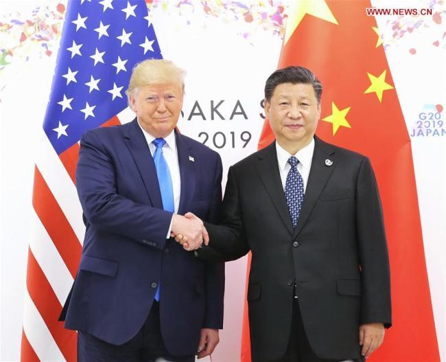 Der chinesische Präsident Xi Jinping trifft sich am 29. Juni 2019 in Osaka, Japan, mit dem US-Präsidenten Donald Trump. [Foto: Xinhua / Ju Peng]